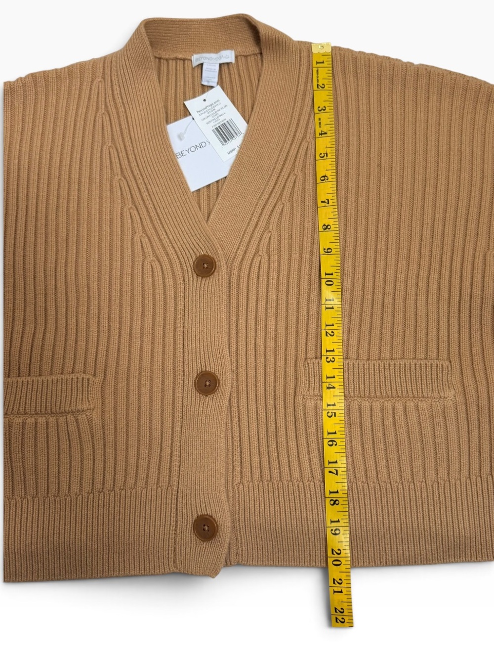 NWT Beyond Yoga Large Camel Ribbed Cardigan Quiet Luxury Minimalist Oversized - Picture 7 of 11